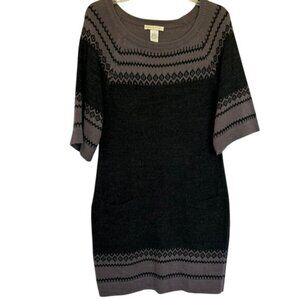 Design History Dark Gray and Lavender Wool Blend Knit Dress, Medium